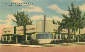 1940s Clearwater Beach Florida Beachcomber Restaurant Steak Seafood Postcard