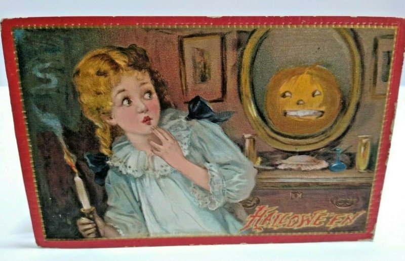 Vintage Halloween Postcard Tucks Embossed 1910 Original Child Spooked Series 174