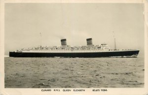 Sailing & navigation themed postcard Cunard ocean liner RMS Queen Elizabeth