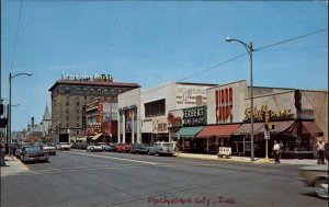 Michigan City Indiana IN Classic 1960s Cars Street Scene Vintage Postcard