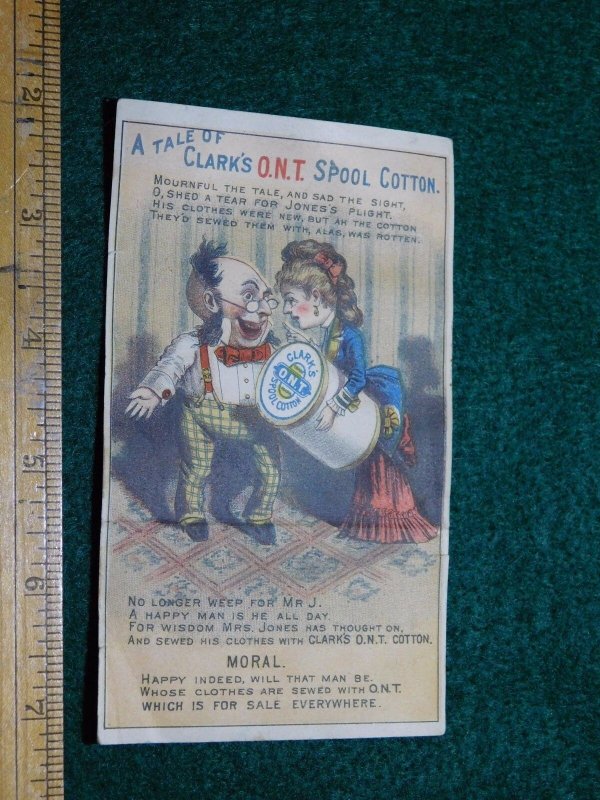 1870s-80s Clarck's ONT Spool Cotton Mechanical Card Victorian Trade Card #O