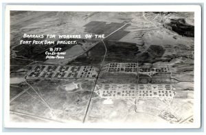 Aerial View Barraks For Workers On The Fort Peck Dam Project RPPC Photo Postcard