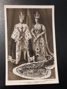 Mint England Royalty Postcard RPPC TM King George V Queen Mary Coronation Robes