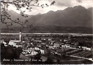 Panoramic View Lentiai Italy with Piazza Crivellaro 1960s Photo Postcard