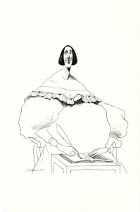 Mary Shelley Cartoon by David Levine Postcard