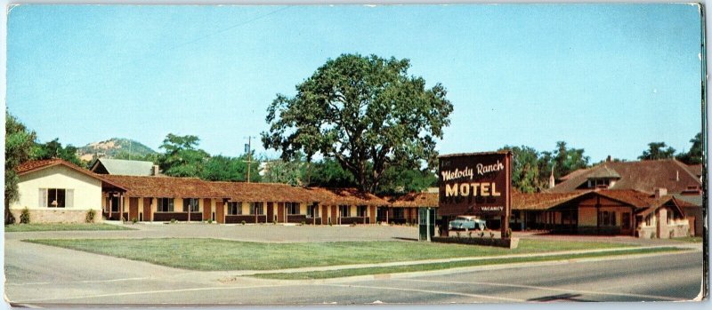 8 Oversized c1950s Paso Robles, CA Melody Ranch Motel Postcard Jesse James 1S