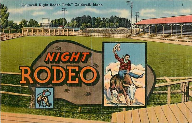 Caldwell Night Rodeo in Caldwell Idaho ID 1946 Linen