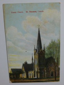 Vintage 1900s Trinity Church St Thomas Canada Postcard