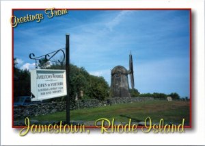 Postcard RI Jamestown - Greetings from Jamestown Rhode Island - Windmill