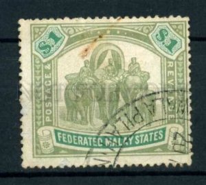 000547 MALAY FEDERATED 1905 year 1$ elephants used