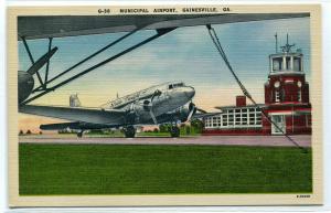 Strato Freight Plane Municipal Airport Gainesville Georgia linen postcard