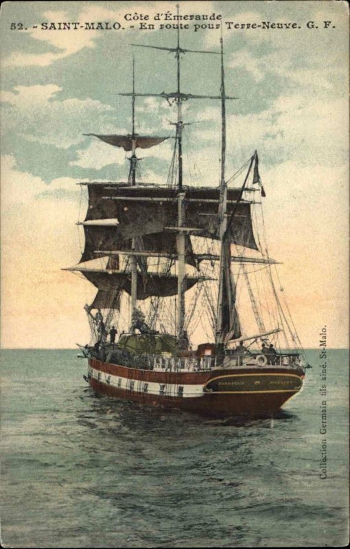 French Sailing Ship Saint Malo Sans-Peur S Seryan - Terre Neuve Postcard