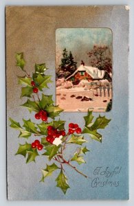 A Joyful Christmas  Holly     Postcard