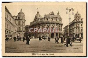 Old Postcard Genova Plaza De Ferrari