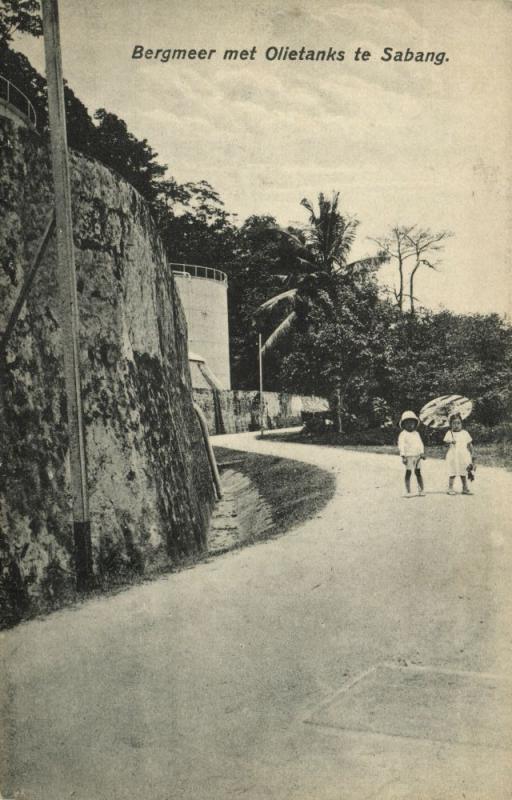 indonesia, SUMATRA ACEH SABANG, Mountain Lake, Oil Tanks (1910s) Postcard