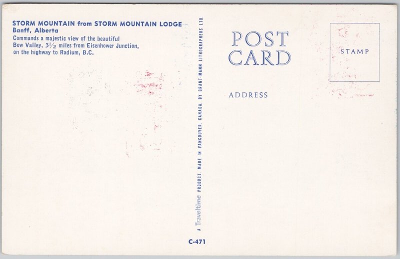 Banff  Alberta Storm Mountain from Storm Mountain Lodge Bow Valley Postcard H72