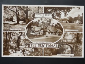 Hampshire BEAUTY SPOTS of THE NEW FOREST 5 Image Multiview  - Old RP Postcard