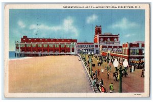 1936 Convention Hall And 7th Avenue Pavilion Asbury Park New Jersey NJ Postcard