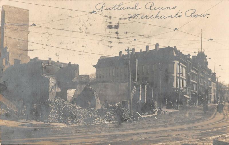 Rutland Vermont Merchant's Row Ruins Real Photo Postcard V20859