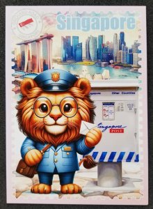 [AG] P328 Singapore Postman & Postbox Mailbox National Lion City (postcard) *New