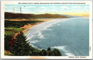 1947 Looking South Toward Neah-Kah Nie Manzanita Beaches Oregon Posted Postcard