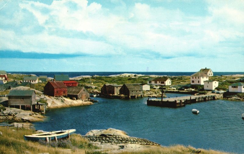 Vintage Postcard Peggy's Cove Rugged Fishing Village Solid Rock Nova Scotia