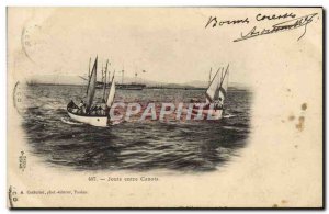 Old Postcard Boat War Joust between boats