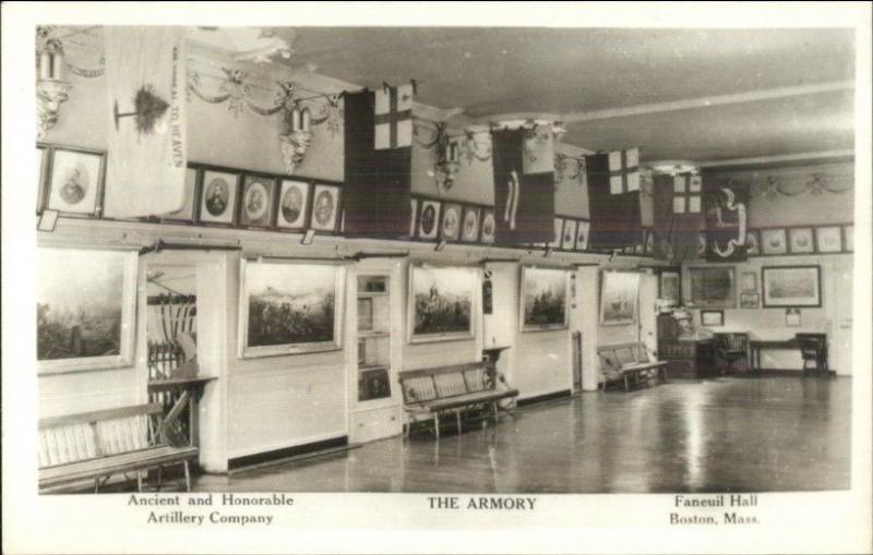 Boston MA Faneuil Hall Interior c1940 Real Photo Postcard #2 myn Armory