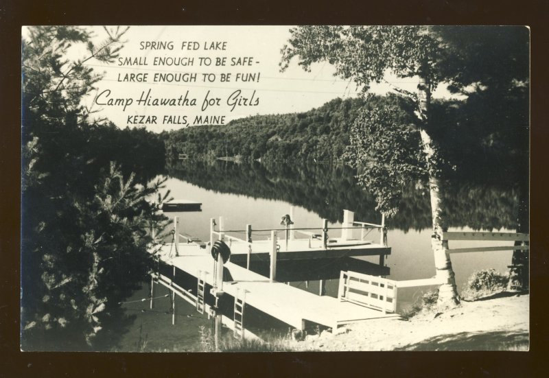 Kezar Falls, Maine/ME Glossy Postcard, Camp Hiawatha For Girls, Dock & Lake