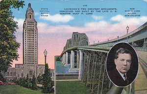 Louisiana New Orleans Huey P Long Bridge and State Capitol At Baton Rouge