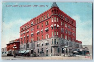 Cedar Rapids Iowa Postcard Cedar Rapids Savings Bank Building Exterior View 1910