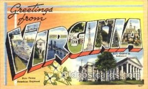 Greetings From Virginia, USA Large Letter Town Unused 