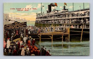 D. & C. DOCK DETROIT MICHIGAN NIAGARA FALLS MACKINAC ISLAND EXC. SHIP POSTCARD