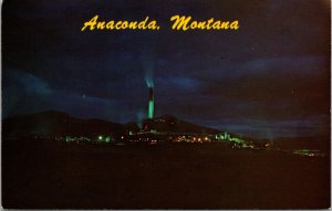 Night Scene Smelter Anaconda Montana Postcard B1  Clifford B Ellis UNP