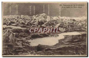 Old Postcard Panorama of Lake & # 39Annecy and the Mont Blanc Chain