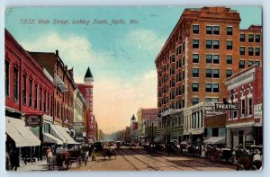 Joplin Missouri Postcard Main Street Looking South Buildings Horse Carriage 1913