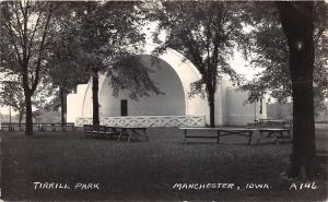 D5/ Manchester Iowa Ia Real Photo RPPC Postcard 1949 Tirrill Park Band Stand