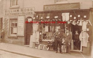 England, Staffordshire, Leek, RPPC, William Moss Tailor Shop, Auctioneer Office