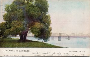 Fredericton NB New Brunswick ICR Bridge St. John River c1905 Postcard F54