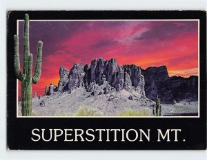 Postcard The Sun Rise Behind Famous Superstition Mountain, Arizona