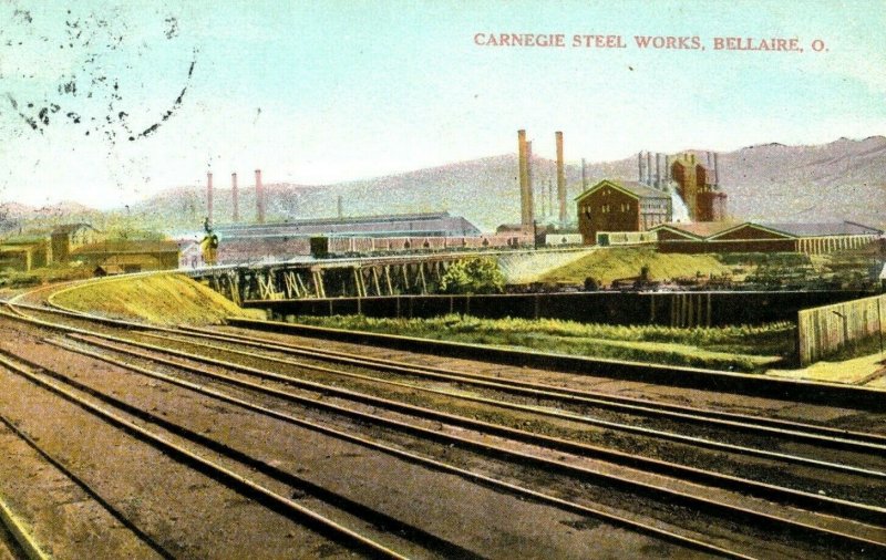 c. 1910 Carnegie Steel Works, Bellaire, OH. Postcard P15 