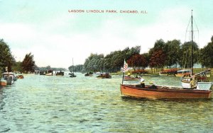 ?Vintage Postcard 1910's View of Lagoon Lincoln Park Chicago Illinois ILL