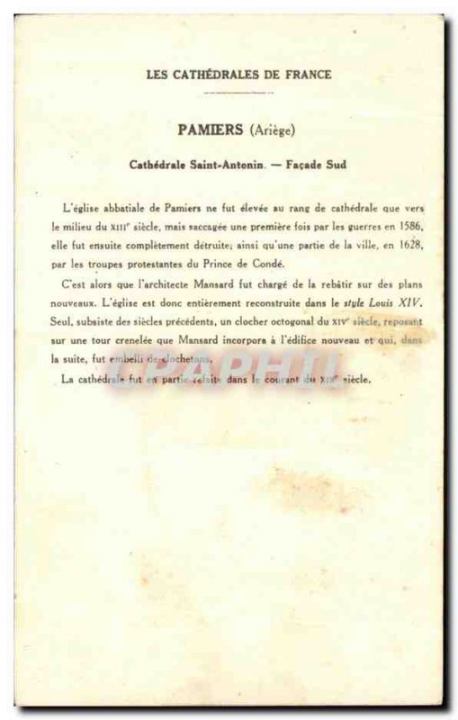 Postcard Old Cathedral Saint Antonin Pamiers