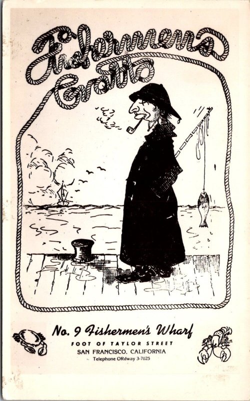 RPPC Advertising, Fishermens Grotto, Fishermens Wharf SF CA Vintage Postcard V80