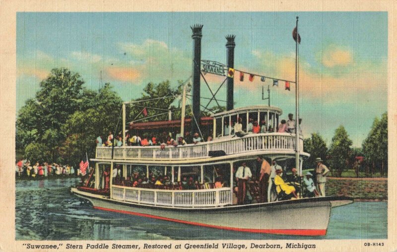 Postcard Suwanee Stern Paddle Steamer Greenfield Village Dearborn Michigan