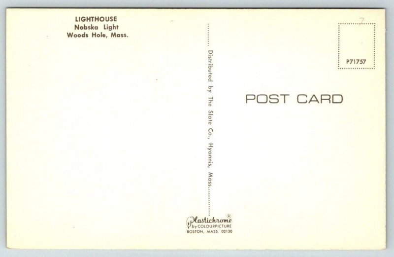 Woods Hole  Massachusetts  Nobska Lighthouse Postcard