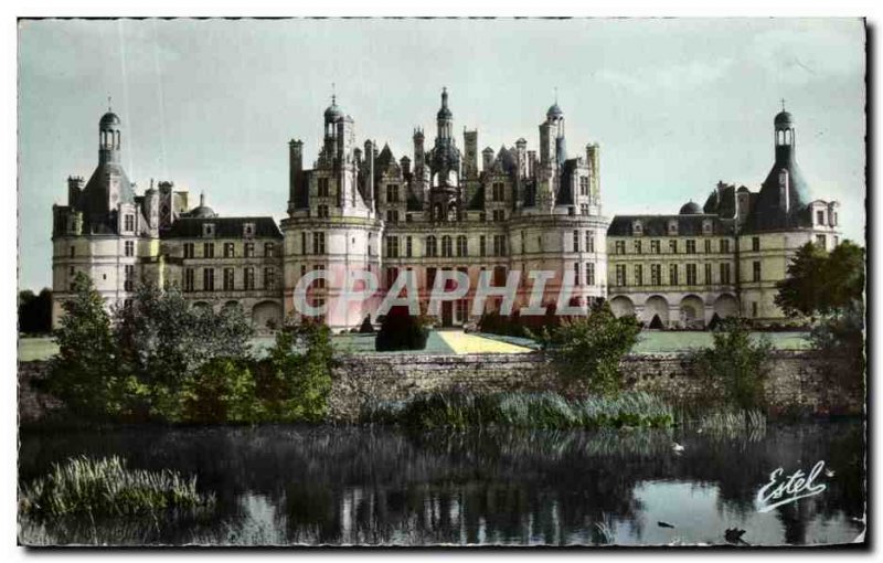 Old Postcard Chateau De Chambord Facade And Gardens Of The Cosson