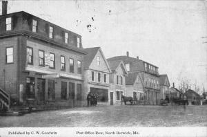 North Berwick Maine Post Office Row Street View Antique Postcard K94242