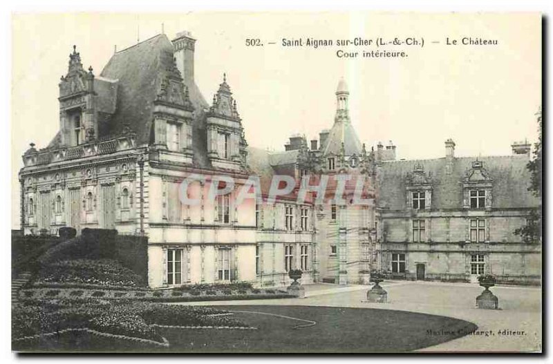 Postcard Old Saint Aignan Ch L and the castle courtyard