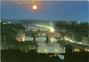 postcard Florence, Italy - Ponte Vecchio panorama by night